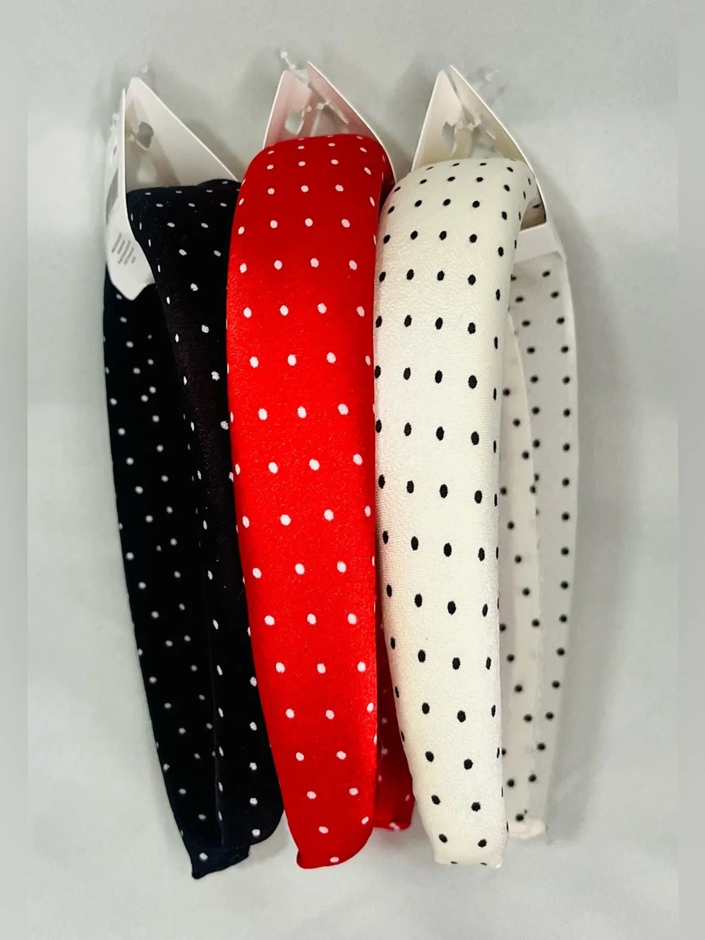 Polka Dot Padded Headband - Red, White & Black (3-Pack)